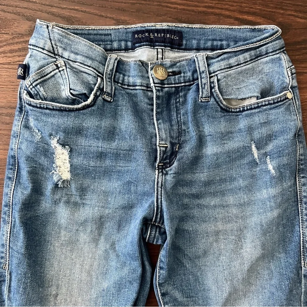 Rock & Republic Distressed Denim Skinny Jeans Kashmere Womens Size 4